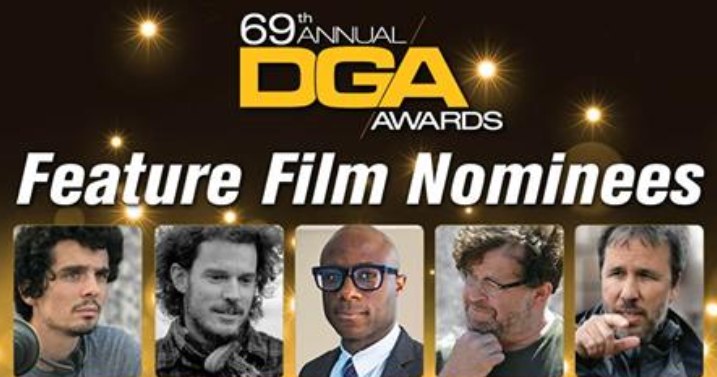 Amerykańska Gildia Reżyserów (DGA) ogłosiła nominacje do corocznych nagród. Wśród pięciu nominowanych znaleźli się: Damien Chazelle (“La La Land”), Garth Davis (“Lion. Droga do domu”), Barry Jenkins (“Moonlight”), Kenneth Lonergan (“Manchester by the Sea”) i Denis Villeneuve (“Nowy początek”).