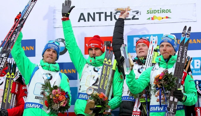 PŚ w biathlonie: Niemcy wygrali sztafetę w Anterselvie