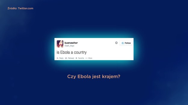„Czy Ebola jest krajem?” – to tylko jeden z wielu niedorzecznych wpisów na Twitterze. Zobaczcie, jakie zestawienie najświeższych hitów przygotowaliśmy dla was w tym tygodniu odcinku. 


PREMIERA W INTERII W KAŻDĄ SOBOTĘ OD 9:00.
