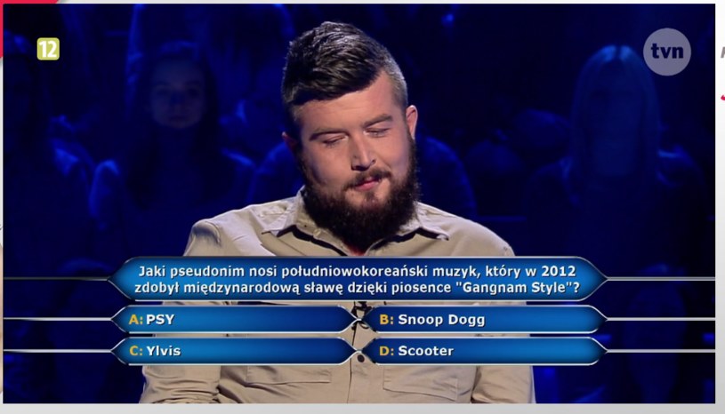 Z gwarantowanymi 40 tys. zł program "Milionerzy" opuścił Daniel Kaczmarski, który po drodze odpowiedział m.in. na pytanie o autora przeboju "Gangnam Style".