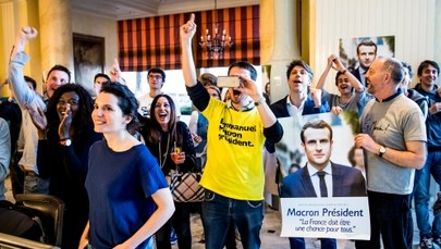 Tak zwolennicy Macrona zareagowali na sondażowe wyniki wyborów
