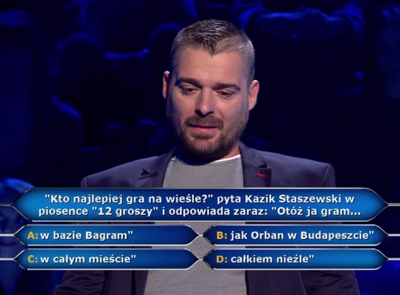 19 tys. zł stracił Mariusz Gromanowski w "Milionerach", błędnie odpowiadając na pytanie o przebój "12 groszy" Kazika.