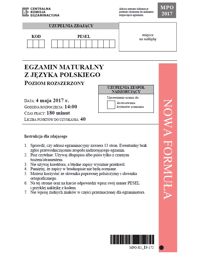 Matura 2017. Język polski poziom rozszerzony 