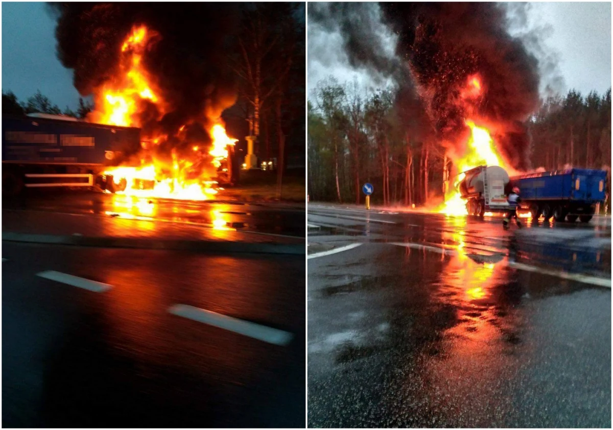 Obrazy jak efekty specjalne z filmu akcji na skrzyżowaniu krajowej "74" z "42" w Rudzie Malenieckiej w Świętokrzyskiem. Po zderzeniu w ogniu stanęły tam dwie ciężarówki. Na szczęście nikomu nic się nie stało. O wypadku powiadomili nas słuchacze, dzwoniąc na Gorącą Linię RMF FM. Zdjęcia dostaliśmy od pana Emila.