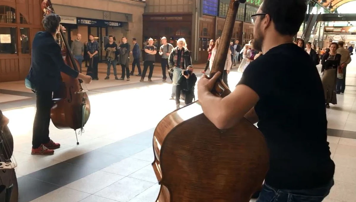 Nietypowy koncert na Dworcu Głównym we Wrocławiu. W holu poczekalni zabrzmiały kontrabasy i gitary. To przedsmak rozpoczynającego się 19 maja w dolnośląskiej stolicy Bass & Beat Festivalu. 