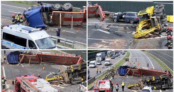 Poważny wypadek na autostradzie A4 w Zabrzu. Wywróciła się tam ciężarówka przewożąca koparko-ładowarkę. Informację w tej sprawie i zdjęcia z miejsca wypadku dostaliśmy na Gorącą Linię RMF FM.