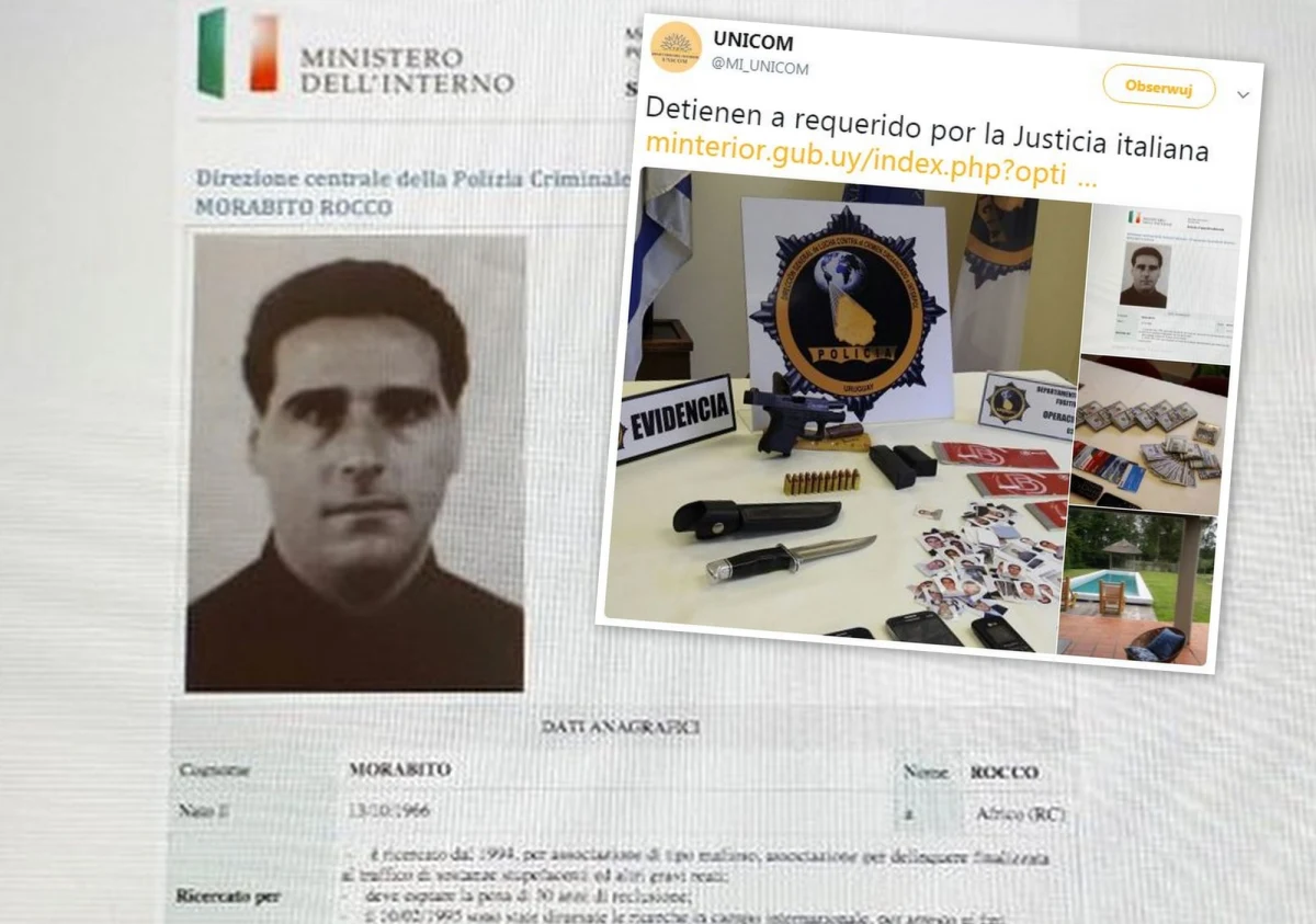 W Urugwaju schwytany został poszukiwany od 23 lat we Włoszech mafioso z Kalabrii Rocco Morabito. Informację te przekazał rząd w Montevideo. Morabito figurował na liście pięciu ukrywających się najgroźniejszych włoskich przestępców.