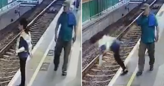Policja aresztowała mężczyznę, który zepchnął 59-letnią kobietę z peronu na jednej ze stacji kolejowych w Hong Kongu. Zdarzenie zarejestrowała kamera monitoringu.