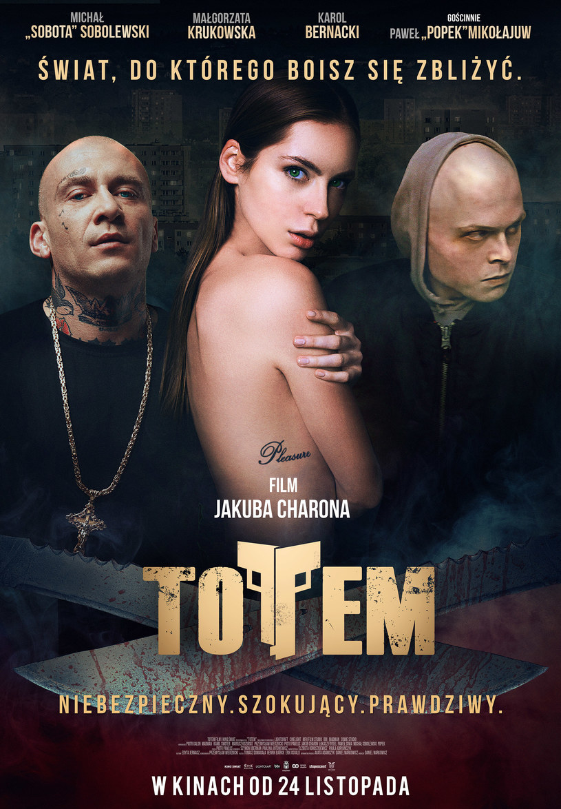 Raperzy Sobota i Popek oraz córka Bogusława Lindy - Aleksandra - pojawią się na kinowym ekranie w filmie Jakuba Charona "Totem". Obraz trafi do kin 24 listopada.
 