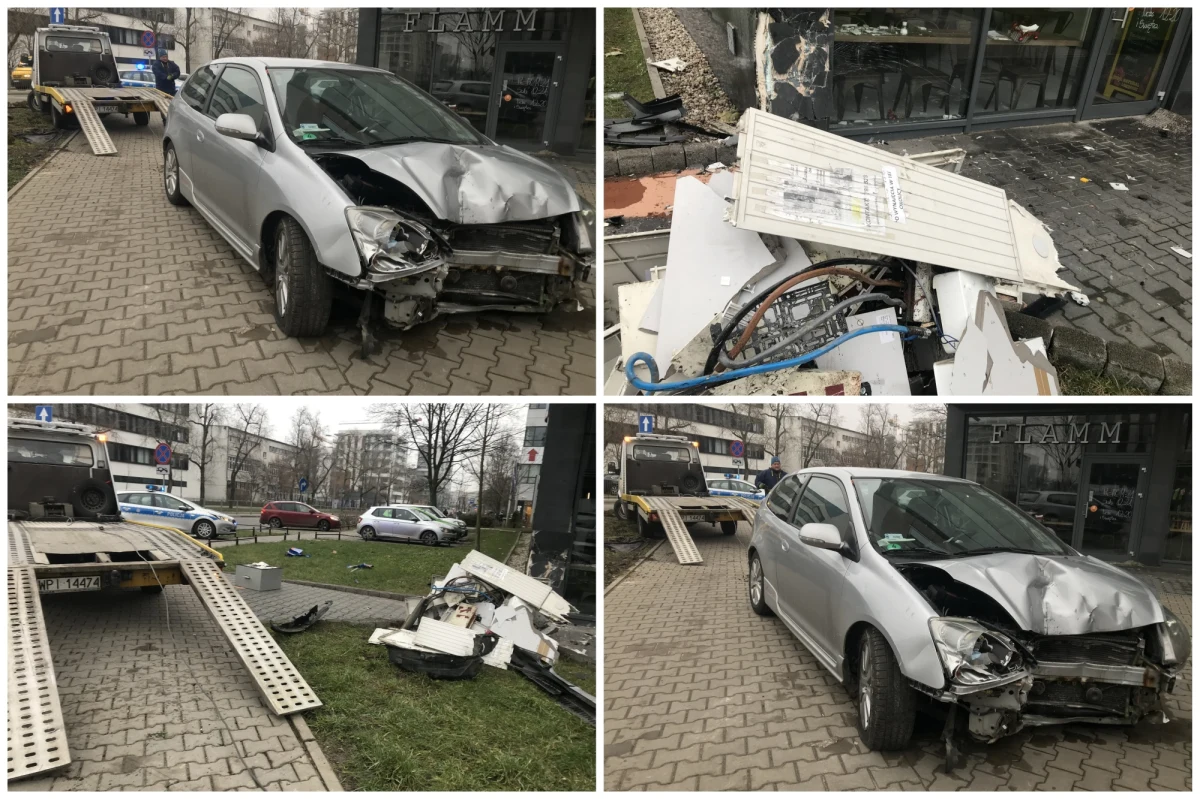 Poważny wypadek na warszawskim Mokotowie. Na skrzyżowaniu ulic Cybernetyki i Postępu samochód uderzył w ścianę bloku. Na szczęście nikomu nic się nie stało. 