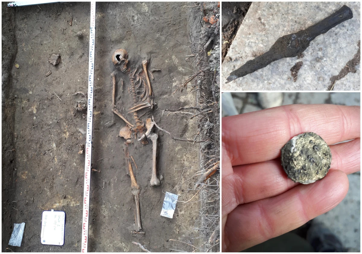 Medalion lub pieczęć z wizerunkiem papieża, bunkier z czasów II wojny światowej, cmentarz z XIV wieku, ponad 30 czaszek, drogi z XV wieku, potężny topór, złota lub pozłacana część uprzęży końskiej, ceramika, buty, ozdoby i monety… To tylko część tego, co odkryli archeolodzy w czasie prac ciepłowniczych prowadzonych w Krakowie od ulicy Sereno Fenn'a przez Krowoderską, Słowiańską aż do ulicy Pędzichów.