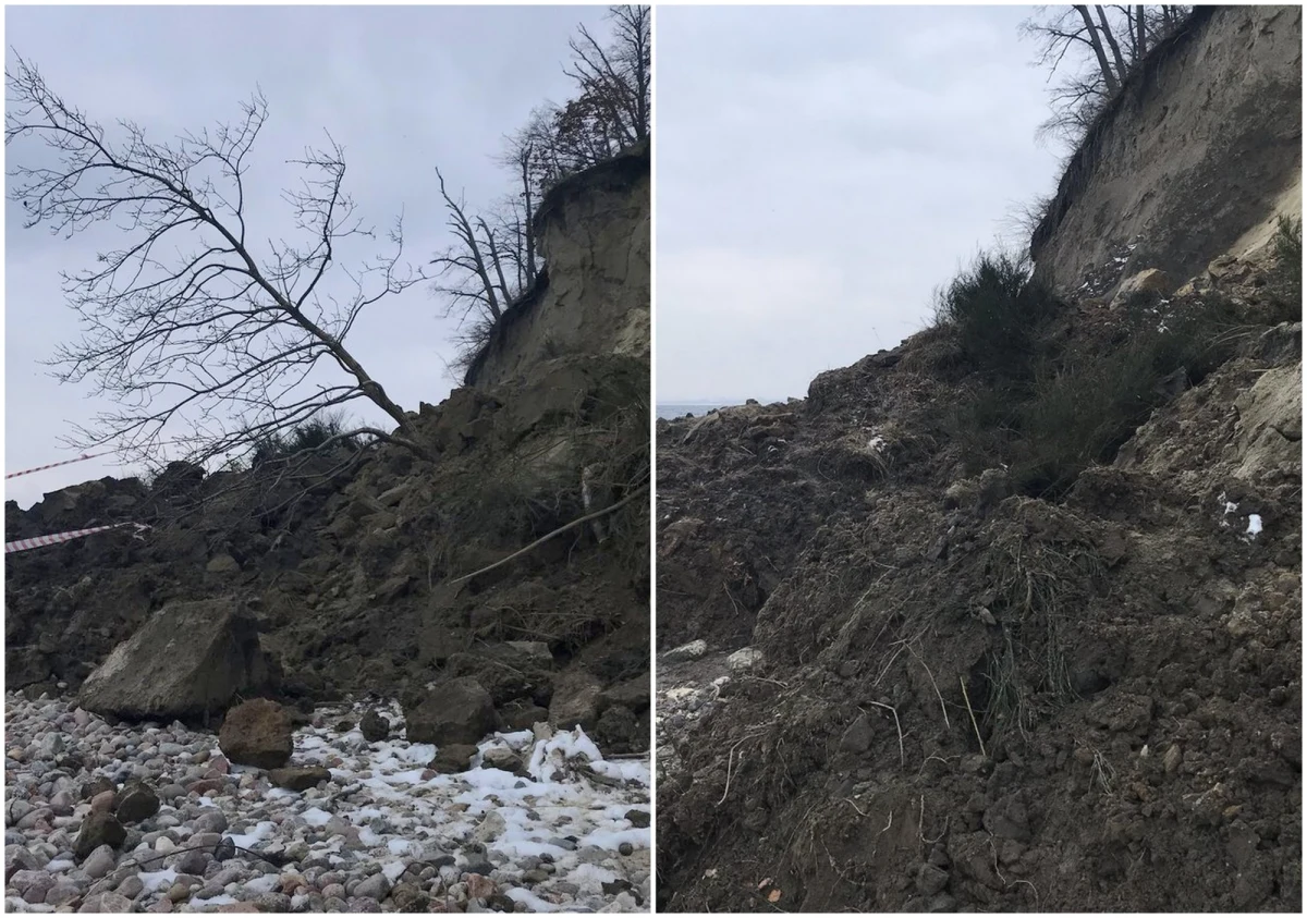 Na plażę w Gdyni Orłowie osunął się fragment tamtejszego klifu. Osunięcie nastąpiło na długości około 40 metrów; miejscami wysokość warstwy ziemi, która oderwała się od klifu, sięga dwóch-trzech metrów. Wezwani na miejsce strażacy sprawdzali, czy nie zostali przysypani ludzie. Psy nie podjęły tropu i ostatecznie uznano, że pod ziemią nikogo nie było.