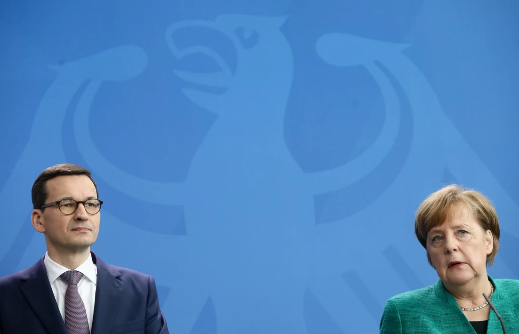 Premier RP Mateusz Morawiecki i kanclerz Niemiec Angela Merkel podczas konferencji prasowej w Berlinie,