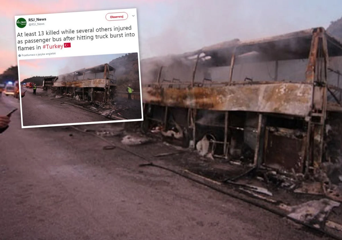 Tragiczny wypadek na północnym wschodzie Turcji. W prowincji Corum autokar jadący ze Stambułu do miasta Tokat zderzył się ciężarówką. Jak poinformowała turecka agencja prasowa Anatolia, zginęło co najmniej 13 osób, a 20 zostało rannych.