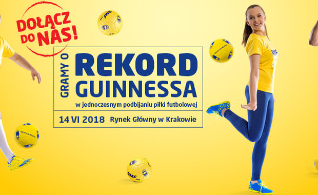 Już 14 czerwca zapraszamy Was na Rynek Główny w Krakowie. W pierwszy dzień piłkarskiego mundialu pobijemy kolejny rekord Guinnessa. Tym razem w jednoczesnym podbijaniu piłki futbolowej. Żeby tego dokonać, potrzebujemy Waszej pomocy!