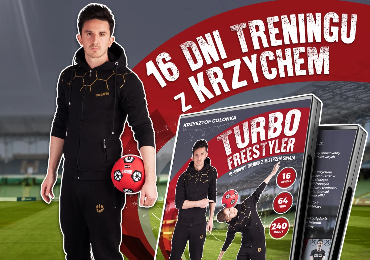 Krzysztof Golonka - najpopularniejszy w Polsce youtuber sportowy (ponad 1 100 000 subskrybentów) i autor bestsellerowej książki "TRENUJ z KRZYCHEM" - przedstawia 16-dniowy program treningowy opracowany z myślą o wszystkich, którzy chcą nauczyć się wykonywania efektownych trików piłkarskich w możliwie najkrótszym czasie. 