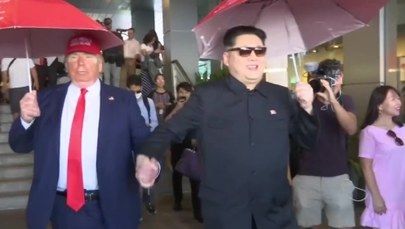 "Kim" utknął na lotnisku w Singapurze, potem spacerował z "Trumpem"