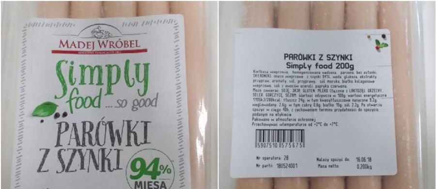 Bakterie Listeria monocytogenes wykryto w parówkach z szynki Simply Food sprzedawanej przez firmę Madej Wróbel. Ostrzeżenie w tej sprawie wydał Główny Inspektor Sanitarny.