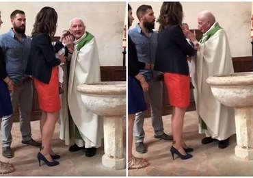 Ksiądz w trakcie chrztu spoliczkował płaczące dziecko. Szokujące nagranie