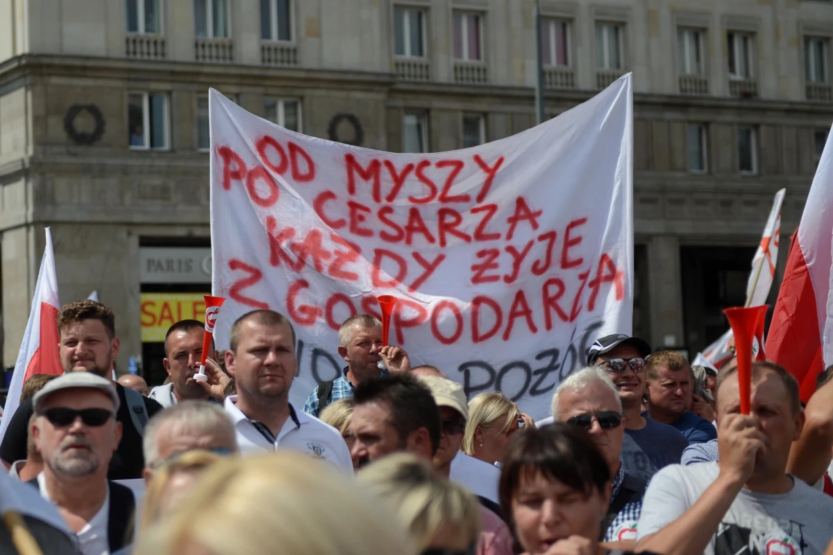 Na Placu Konstytucji w Warszawie rolnicy demonstrowali przeciw niskim cenom skupu produktów rolnych. Domagali się, by przetwórnie więcej płaciły za owoce. Protest zorganizowało Stowarzyszenie Polskich Producentów Ziemniaków i Warzyw.
