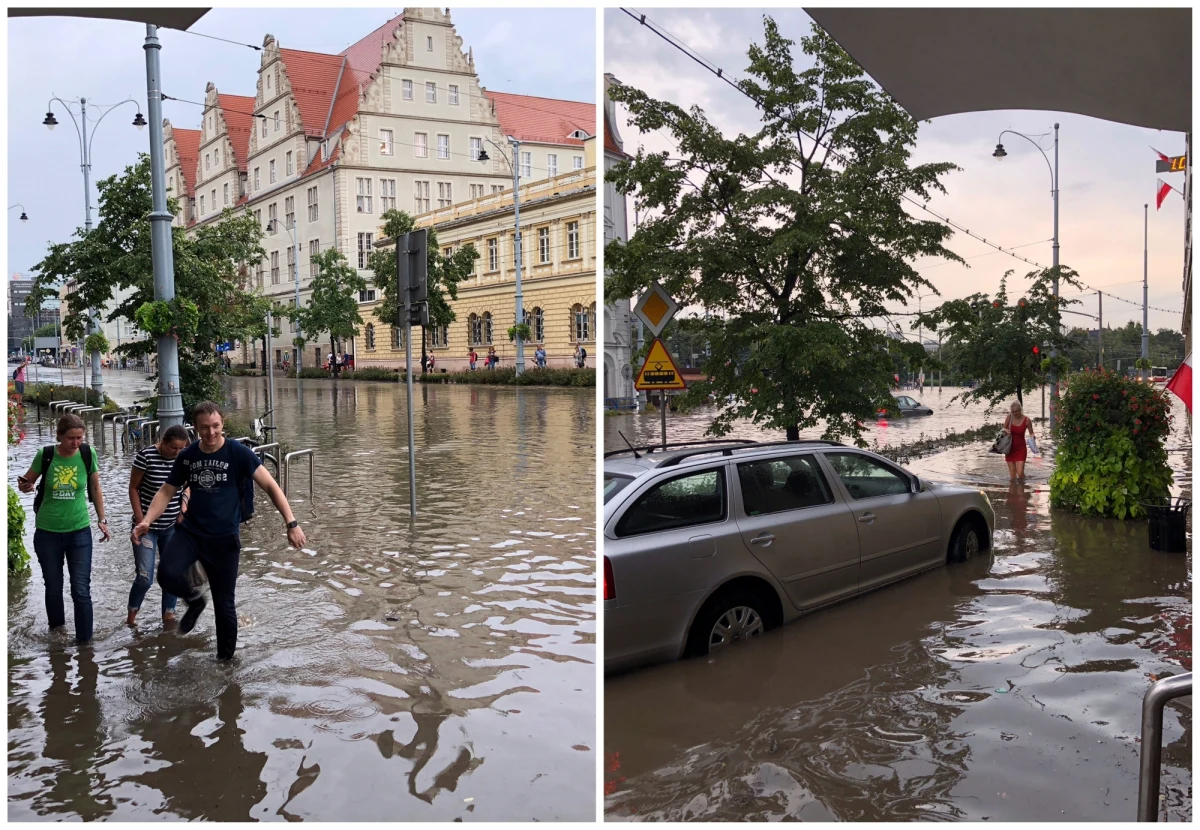 Potężna burza z gradem przeszła nad Gdańskiem i częścią Pomorza. Strażacy odbierają kolejne telefony z wezwaniami do interwencji. Od godziny 16:00 interweniować musieli już 60 razy. W Gdańsku nie  kursuję niektóre linie tramwajowe.