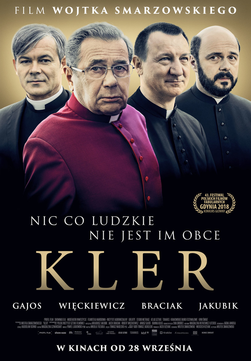 Jacek Braciak, Janusz Gajos, Robert Więckiewicz i Arkadiusz Jakubik znaleźli się na plakacie nowego filmu Wojtka Smarzowskiego "Kler".