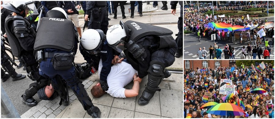 W sumie 20 osób zatrzymała policja w związku z sobotnim Marszem Równości w Szczecinie. To uczestnicy kontrmanifestacji: kilkadziesiąt osób próbowało blokować przejście Marszu Równości ulicami miasta, a nawet obrzucać jego uczestników butelkami.