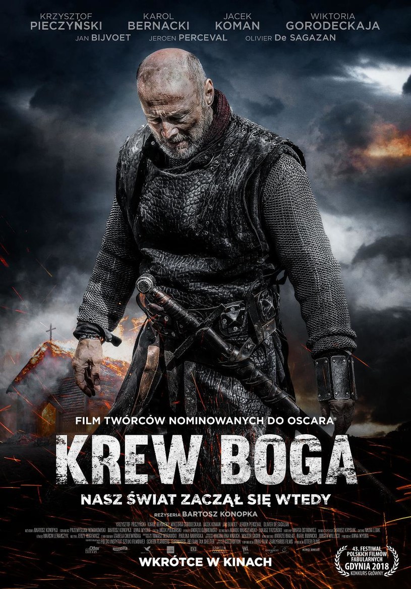 Dystrybutor filmu "Krew Boga" zaprezentował plakat nowej produkcji Bartosza Konopki. W głównej roli  średniowiecznego rycerza Willibrorda zobaczymy Krzysztofa Pieczyńskiego. 