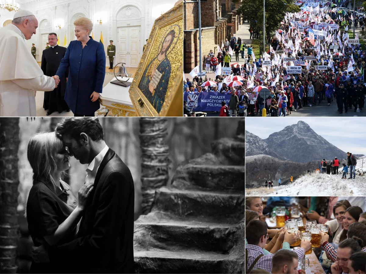 Papież Franciszek wyruszył w 25. zagraniczną pielgrzymkę. Odwiedził m.in. Litwę. Ta wizyta jest szczególna, bo przypada w ćwierćwiecze wizyty św. Jana Pawła II w republikach bałtyckich. W weekend poznaliśmy także laureatów nagród 43. Festiwalu Polskich Filmów Fabularnych w Gdyni. Złote Lwy zdobyła „Zimna Wojna” Pawła Pawlikowskiego, a „Kamerdyner” Filipa Bajona został wyróżniony Srebrnymi Lwami. Mocno zmieniła się pogoda - spadła temperatura, a w wysokich partiach Tatr pojawił się nawet śnieg. Na ulicach Warszawy w sobotę protestowali pracownicy budżetówki, domagając się podwyżek. A w Niemczech… ruszył największy na świecie festiwal piwny - Oktoberfest. Impreza potrwa ponad dwa tygodnie.