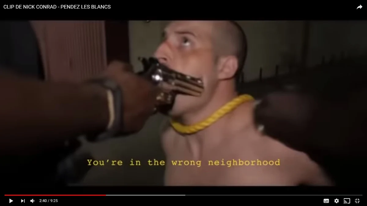 Rośnie gigantyczny skandal wokół ciemnoskórego francuskiego rapera Nicka Conrada, który w piosence "Wieszaj białych" nawołuje do zabijania białych dzieci w żłobkach, wieszania ich rodziców i zabierania im majątków! Francuski rząd i organizacje antyrasistowskie domagają się jak najsurowszego ukarania tego rapera pochodzenia kameruńskiego, paryska prokuratura wszczęła postępowanie karne pod zarzutem nawoływania do mordu.