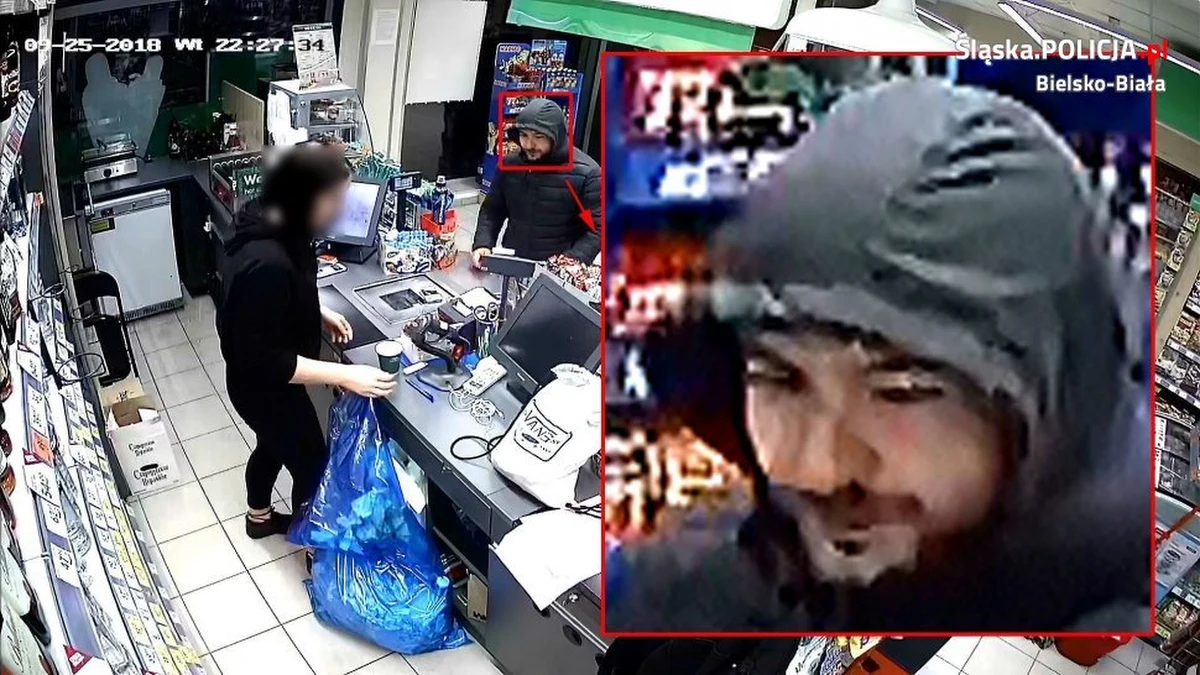 Poszukiwany jest złodziej z Bielska-Białej. Okradając sklep, napastnik użył noża. Szef policji z Bielska-Białej obiecuje nagrodę za wskazanie sprawcy.