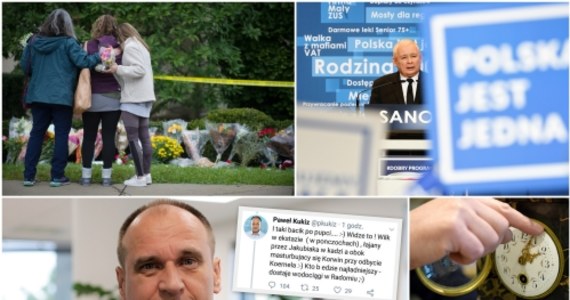 Krwawa strzelanina w synagodze w amerykańskim Pittsburghu, zawieszenie strajku pracowników LOT, skandal wokół wulgarnych tweetów Pawła Kukiza, Jarosław Kaczyński na Podkarpaciu, pogrom w El Clasico, start akcji Paczka na Gwiazdkę, dzięki której każdy z nas może wywołać uśmiech na twarzach małych pacjentów oddziałów onkologicznych... i zmiana czasu, która - choć zyskaliśmy godzinę snu - może dać się nam w najbliższych dniach we znaki... Taki był weekend - a my przygotowaliśmy dla Was podsumowanie najważniejszych wydarzeń i zestawienie najciekawszych materiałów z RMF 24! Zobaczcie koniecznie!