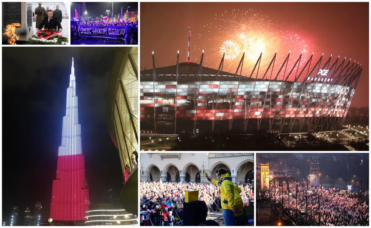 Nad morzem, w górach, miastach i wsiach: jak Polska długa i szeroka świętowaliśmy w ten weekend 100. rocznicę odzyskania niepodległości! W całym kraju odbywały się parady, biegi, koncerty. Najwięcej uczestników - 250 tysięcy ludzi! - zgromadziły 11-listopadowe marsze w Warszawie: państwowy "Dla Ciebie Polsko" pod patronatem prezydenta Andrzeja Dudy i idący tuż za nim Marsz Niepodległości środowisk narodowych. Obyło się bez poważniejszych incydentów. Spokojnego przebiegu nie miał natomiast Marsz Polski Niepodległej we Wrocławiu organizowany przez środowiska prawicowe: jego uczestnicy obrzucili kontrmanifestantów petardami. Zgromadzenie zostało rozwiązane: oficjalnie ze względu na bezpieczeństwo, nieoficjalnie ze względu na mowę nienawiści. Patriotyczne przemówienia wygłaszali w ten weekend politycy: mocne słowa padły w Łodzi z ust Donalda Tuska. Działo się również na polu kultury i sportu. Przygotowaliśmy dla Was podsumowanie najważniejszych wydarzeń weekendu - zobaczcie!