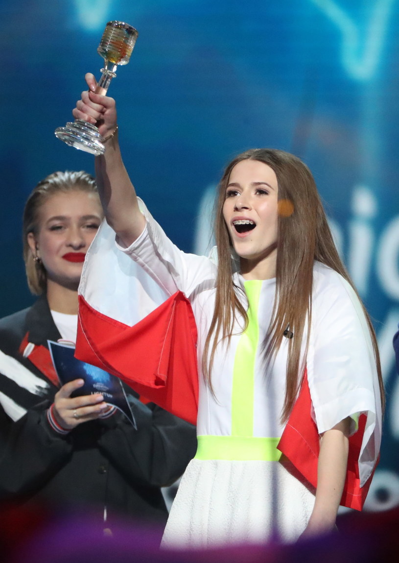 "Chciałabym podziękować Polsce, całej Europie, moim tancerkom, rodzinie i Bogu" - powiedziała Roksana Węgiel po zwycięstwie w Konkursie Piosenki Eurowizji dla Dzieci 2018.