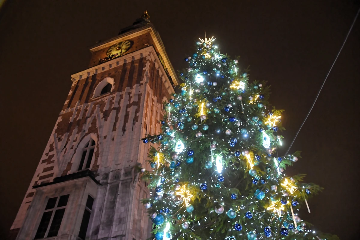 Na krakowskim Rynku Głównym rozbłysła kolejna choinka. Stanęła niedaleko wieży ratuszowej. To prezent od naszych południowych sąsiadów - Słowacji. 