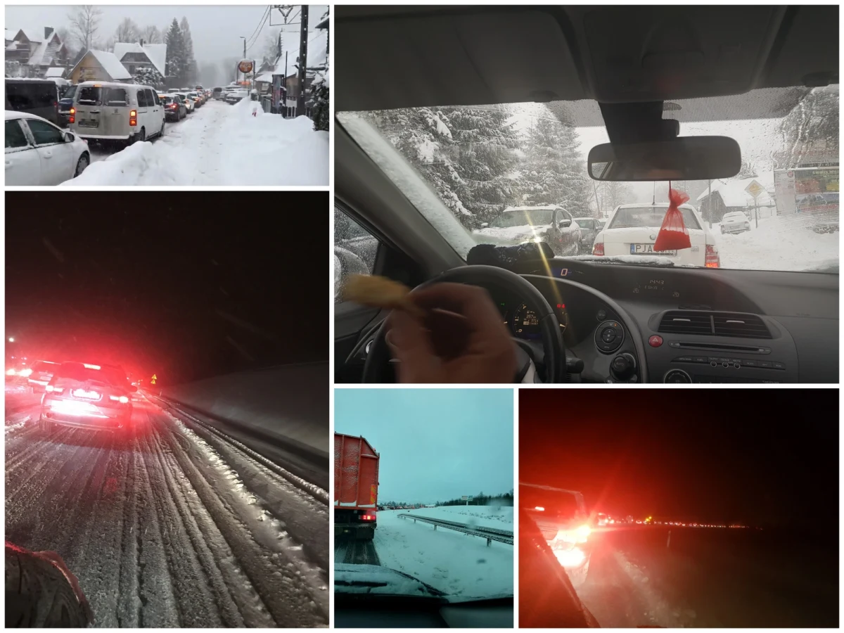 Ponad 5 godzin - tyle o godz. 14 zajmował przejazd z Zakopanego do Krakowa. Niemal cała zakopianka stoi, zakorkowane są wszystkie główne ulice Zakopanego. Po godz. 15:30 sytuacja jeszcze się pogorszyła - podróż trwała już 6 godzin. Po godzinie 18 - aż 7 godzin. Z godziny na godzinę ten czas się wydłużał. Po godz. 20:00 - do 10 godzin. Większość gości, którzy Sylwestra spędzali w Zakopanem, postanowiła w środę wrócić do domów.