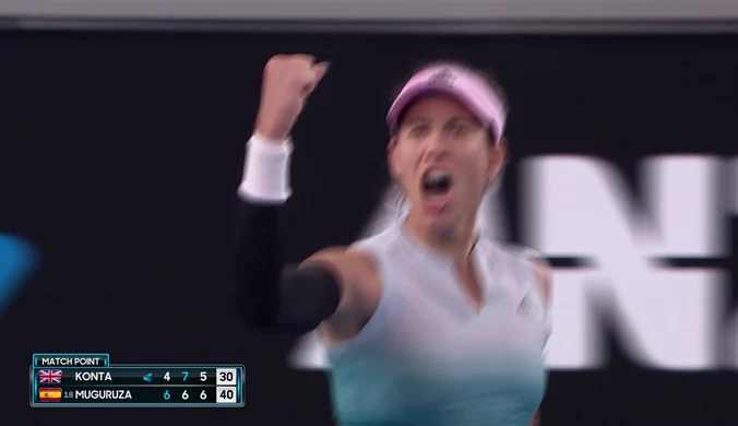 Australian Open. Muguruza pokonała Kontę po 3 w nocy. Wideo