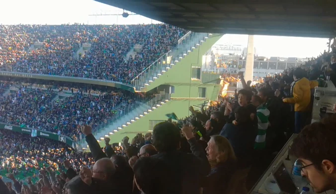 Radość kibiców Betisu Sewilla po bramce strzelonej Atletico Madryt. Wideo