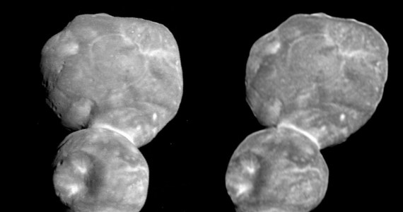 NASA opublikowała zdjęcia planetoidy Ultima Thule ułożone w taki sposób, że przy odrobinie umiejętności i wysiłku można ten kosmiczny obiekt zobaczyć w 3D. I to bez żadnych dodatkowych instrumentów. Wystarczy się przyjrzeć. Najdalszy do tej pory odwiedzony przez sondę z Ziemi obiekt, został sfotografowany w styczniu tego roku kamerą LORRI (Long-Range Reconnaissance Imager) sondy New Horizons w odstępie 25 minut. Ułożenie obok siebie zdjęć wykonanych pod nieco innym kątem pozwala zauważyć efekt trójwymiarowości.