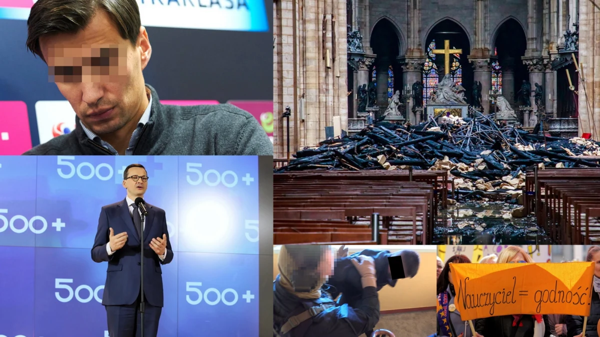 Paryska prokuratura wszczęła śledztwo w sprawie nieumyślnego spowodowania pożaru katedry Notre Dame w Paryżu - ogień został prawdopodobnie zaprószony przypadkowo. Nad ranem, około godziny 3, udało się opanować pożar. W kraju trwa kolejny dzień protestu nauczycieli. We wtorek ZNP poinformowało, że na wniosek Związku na czwartek zwołano posiedzenie Rady Dialogu Społecznego. Ósmoklasiści zmierzyli się z egzaminem z matematyki. Wtorek, to także dzień zatrzymań w świecie sportu. Kilkanaście osób - wśród nich były wiceprezes Wisły Kraków - zatrzymanych nad ranem przez Centralne Biuro Śledcze Policji. Śledztwo dotyczy handlu narkotykami. W Sopocie został zatrzymany były piłkarz Jarosław B. w związku z podejrzeniem popełnienia przestępstwa przeciwko wolności seksualnej. Zebraliśmy dla Was najważniejsze wydarzenia wtorku!