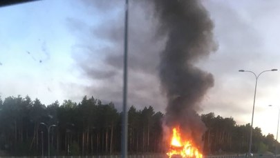 Pożar samochodu na autostradzie A1. Zapaliła się ciężarówka z końmi 