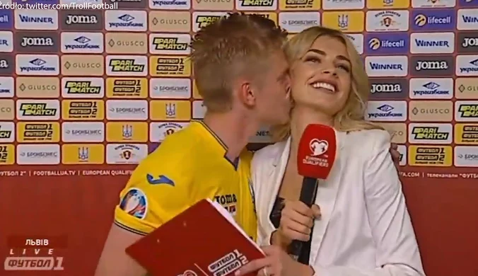  El. Euro 2020. Zinczenko pocałował reporterkę na wizji. Wideo