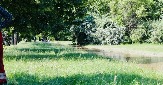 Awaria magistrali wodociągowej przy alei Waszyngtona w Warszawie. Pod chodnikiem w Parku Skaryszewskim pękła rura. Zagrożone zalaniem jest pobliskie torowisko tramwajowe. Na miejscu pracują już specjaliści z miejskich wodociągów.