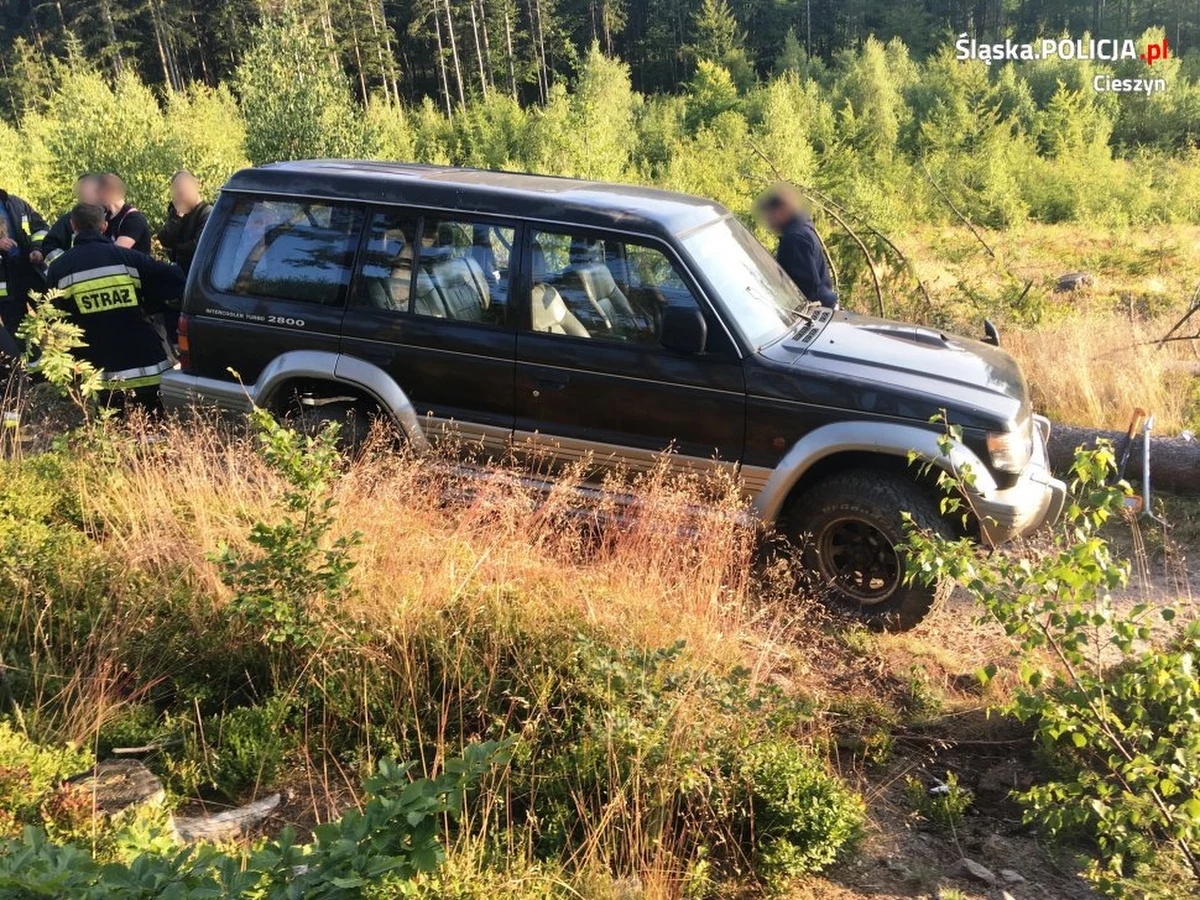 Policjanci z Wisły zatrzymali kierowcę, który doprowadził do wywrócenia pojazdu w pobliżu szlaku turystycznego w Beskidzie Śląskim. Auto stoczyło się ze skarpy. Kierowca był nietrzeźwy.