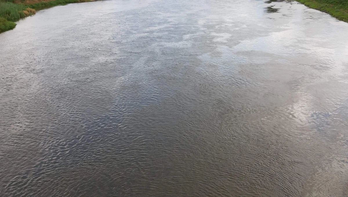 Ogromna plama substancji ropopochodnej na Odrze między Lubiążem a Ścinawą na Dolnym Śląsku.