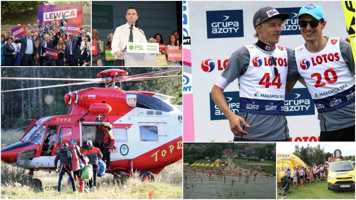 W weekend uwaga wszystkich była zwrócona w okolice Jaskini Wielkiej Śnieżnej. Utknęli tam dwaj grotołazi - już ponad dobę przebywają pół metra poniżej otworu wejściowego jaskini. Od sobotniego wieczoru trwa akcja TOPR-u. Ratownicy próbują dotrzeć do mężczyzn, żeby pomóc im się stamtąd wydostać. Podczas weekendu poznaliśmy "jedynki" Koalicji Polskiej oraz Lewicy. Sobota i niedziela to był też czas wielkich emocji dla kibiców sportowych. Drugi raz z rzędu Aleksandra Mirosław została mistrzynią świata we wspinaczce na czas. W sobotę Polska zajęła drugie miejsce w drużynowym konkursie Letniej Grand Prix w skokach narciarskich w Zakopanem, a w niedzielę Kamil Stoch wygrał konkurs indywidualny. Co jeszcze działo się w weekend? Zebraliśmy dla Was najważniejsze wydarzenia.