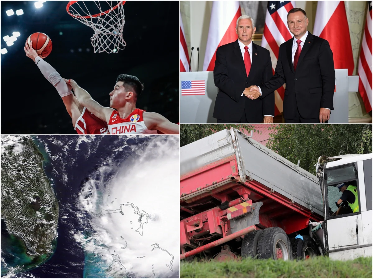 Poniedziałek był drugim dniem wizyty wiceprezydenta USA w Polsce. Mike Pence rozmawiał w poniedziałek w cztery oczy z prezydentem Polski Andrzejem Dudą. Później spotkał się także z premierem Mateuszem Morawieckim. Wielkopolscy policjanci schwytali Krzysztofa K., domniemanego sprawcę zabójstwa 34-letniego mężczyzny w Zadowicach koło Kalisza. Reprezentacja Polski po dogrywce wygrała z Chinami 79:76  w meczu mistrzostw świata w koszykówce. To zwycięstwo daje naszej reprezentacji awans do drugiej rundy. Zbliżający się do Florydy huragan Dorian osłabł do kategorii 4 w skali Saffira-Simpsona, jednak przez najbliższych kilka dni wciąż pozostanie bardzo silny. 