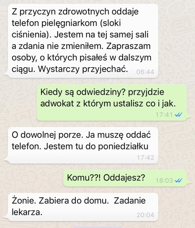 /Fragment korespondencji sędziego Arkadiusza Cichockiego /Zrzut ekranu