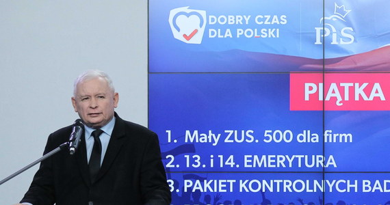 W ciągu pierwszych 100 dni zostaną uchwalone ustawy albo przygotowane programy rządowe dot. małego ZUS, 13 i 14 emerytury, pakietu kontrolnych badań profilaktycznych, budowy 100 obwodnic i planu dojścia do równych dopłat dla rolników - zapowiedział prezes PiS Jarosław Kaczyński.