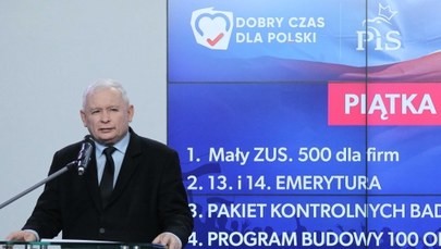 Prezes PiS przedstawił "piątkę na 100 dni": Mały ZUS oraz 13. i 14. emerytury 